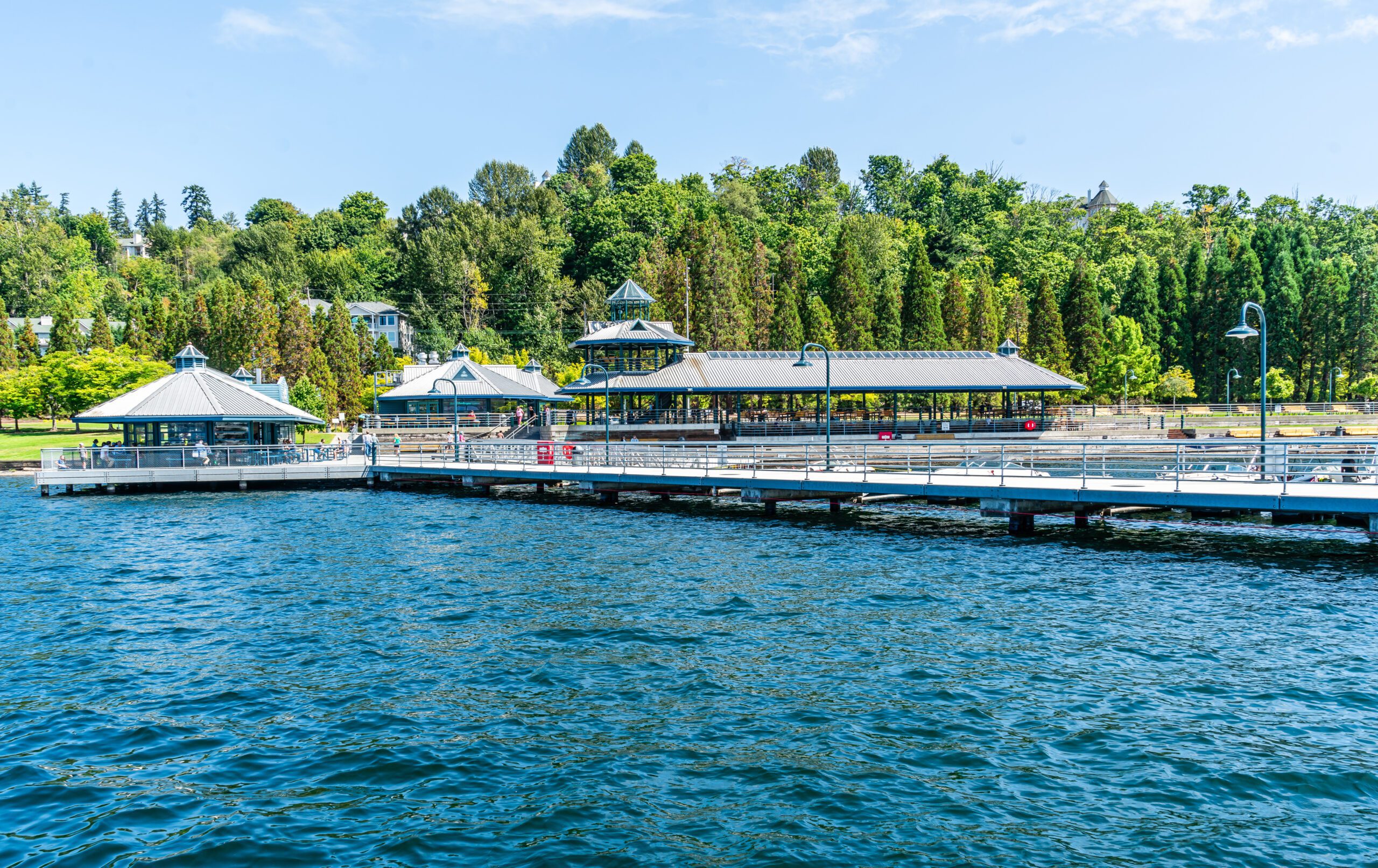 A view of the pier at Gene Coulon Park in Renton, Washington.